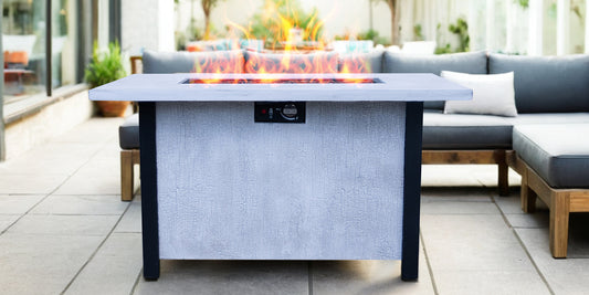 44' W x 25' H Outdoor Patio Propane Gas Fire Pit Table - 50,000 BTU High-temperature-resistant carving process for environmentally friendly materials with the effect of charcoal grain