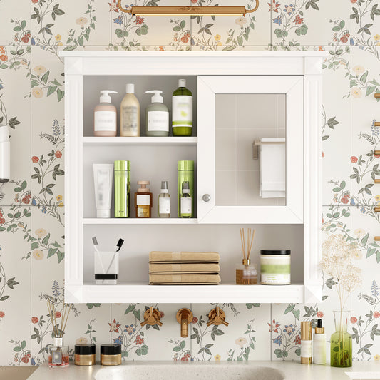 32'' Bathroom Wall Cabinet with Mirror, Wall Mounted Medicine Cabinet with 4 Shelves, Mirrored Door Over Toilet Storage Cabinet& Adjustable Shelves
