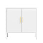 Metal Storage Cabinet with 2 Doors and 2 Adjustable Shelves, Steel Garage Storage Cabinet, Metal File Cabinet for Home Office School Gym, White