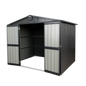 Outdoor Storage Shed 8.2'x 6.2', Metal Garden Shed for Bike, Trash Can, Galvanized Steel Outdoor Storage Cabinet with Lockable Door for Backyard, Patio, Lawn (8.2x6.2ft, Dark Gray)
