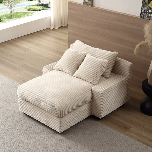 Modern Luxury Sofa Couch for Living Room Quality Corduroy Upholstery Sleeper Sofa Bed Daybed Beige