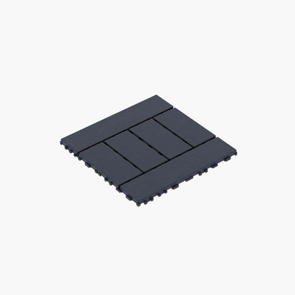 H Style 12' Patio Deck Tiles, DIY Module Interlocking Decking Tiles Floor Tile,Easy and Quick Installation Court Tiles for Porch Poolside Balcony Backyard 44pcs DARK GRAY