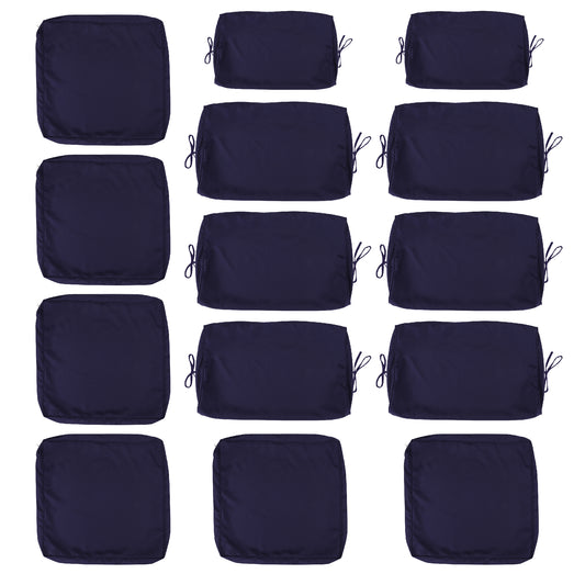 Cushion Covers for 7 Pcs (6-Seaters) Wicker Rattan Sectional Sofa,  14Pack Cushion Slipcovers Set Seat and Back,Outdoor Cushion Slipcover with Zipper, Khaki(Only Cover) NavyBlue