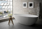 67 x 33.5 x 20 Inch Solid Surface Freestanding Oval Soaking Bathtub in Matte White with Drain