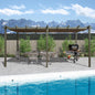 11 X 20 FT Outdoor Living Outdoor Retractable Pergola with Weather-Resistant Canopy Aluminum Garden Pergola Patio Grill Gazebo for Courtyard -Dark Gray