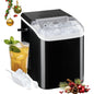 Countertop Ice Maker Machine, Fast Making 9 Ice Cubes in 6 Minutes, Self-Cleaning with Scoop, Basket & Handle, 26.5lbs/24Hrs, 2 Sizes Bullet Ice, Portable for Kitchen, Office, Party, Black