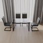 51 inch Glass Dining Table Set for 4, Dining Table & Chair Sets with Black Metal Legs for Kitchen, Modern Rectangle Tempered Glass Table Top and  PU Dining  armless Chair for Dining Room