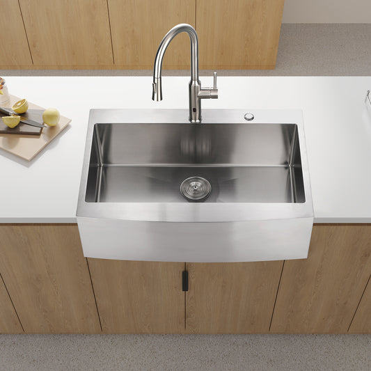 33x22x10'Farmhouse Apron Single Bowl Stainless Steel Kitchen Sink