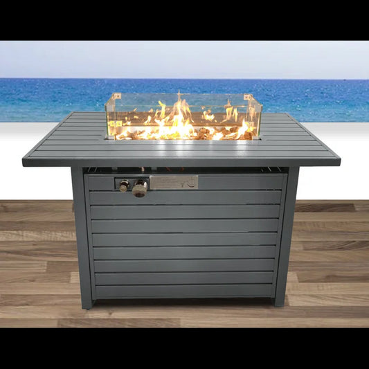 42' W x 25' H Steel Propane Fire Pit Table with Lid