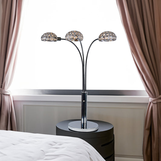 1pc Modern Design Classic Luxury Sleek Multi-head Table Lamp Half Moon Radiant Crystal-encrusted Sleek Metallic Stems Living Room