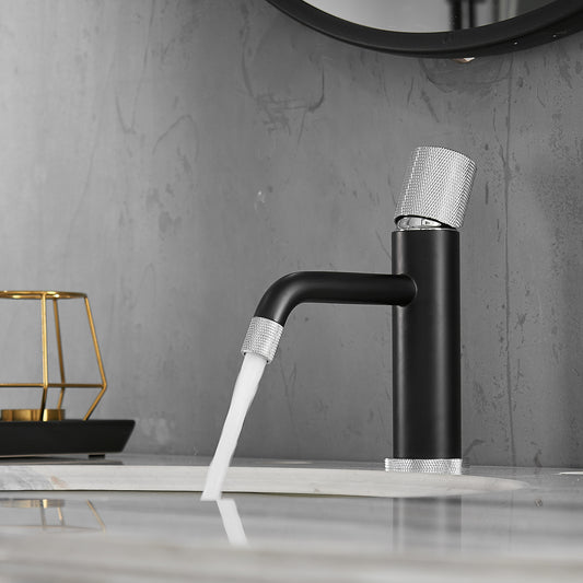 Modern Black and Brushed Nickel Faucet Brass Bathroom Basin Faucet Design Deck Mounted Water Mixer Tap