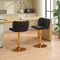 A&A Furniture,Swivel Barstools Adjusatble Seat Height With Gold-plating Base, Classic Velvet Upholstered Bar Stools with the whole Back Tufted, for Home Pub and Kitchen Island,Black,Set of 2