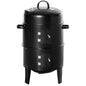 Outsunny Vertical Charcoal BBQ Smoker, 3-in-1 16' Round Charcoal Barbecue Grill with 2 Cooking Area, and Thermometer for Outdoor Camping Picnic Backyard Cooking, Black