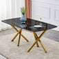 Large modern minimalist rectangular dining table with 0.39 'imitation marble black glass desktop and gold metal legs, for Kitchen Dining Living Meeting Room.W1151S00198