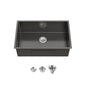 Stainless Steel Kitchen Sink, 30″x19″ Single Bowl, Undermount HandmadeSink in Black, with US Standard Drain and Hook, SS-BL-05