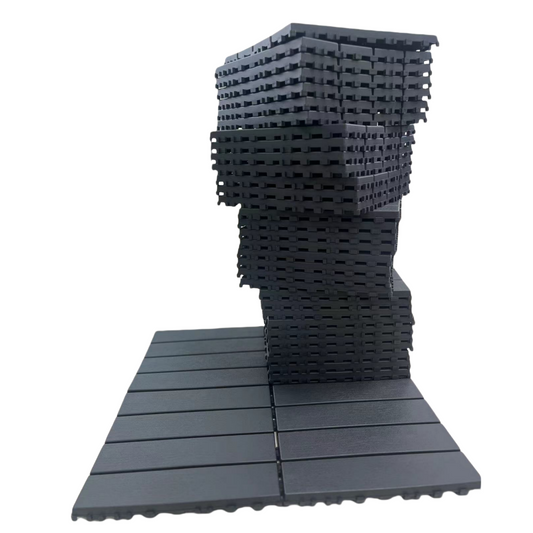 Plastic Interlocking Deck Tiles,36 Pack Patio Deck Tiles,12'x12' Square Waterproof Outdoor All Weather Use, Patio Decking Tiles for Poolside Balcony Backyard, Grey