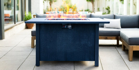44' W x 25' H Outdoor Patio Propane Gas Fire Pit Table - 50,000 BTU High-temperature-resistant carving process for environmentally friendly materials with the effect of charcoal grain