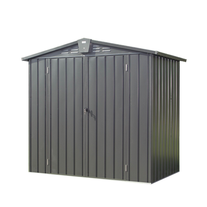 Outdoor Storage Shed 6.5'x 4.2', Metal Garden Shed for Bike, Trash Can, Tools, Lawn Mowers,Galvanized Steel Outdoor Storage Cabinet with Lockable Door for Backyard, Patio, Lawn (6.5x4.2ft, Dark Gray)
