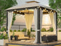 10X10FT Softtop Metal Gazebo with Mosquito Net&Sunshade Curtains,Sturdy Heavy Duty Double Roof Canopy,Galvanized Steel Design Outdoor Tent,Suitable for Gardens,Patio,Backyard