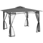 Outsunny 10' x 12' Patio Gazebo with Netting, Double Roof Outdoor Gazebo Canopy Shelter, Solid Metal Frame for Garden, Lawn, Backyard, Deck, Dark Gray