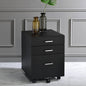 Black and Chrome 3-Drawer Rectangular File Cabinet