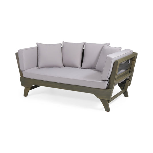 Outdoor Expandable Daybed with Water-Resistant Cushion, Grey