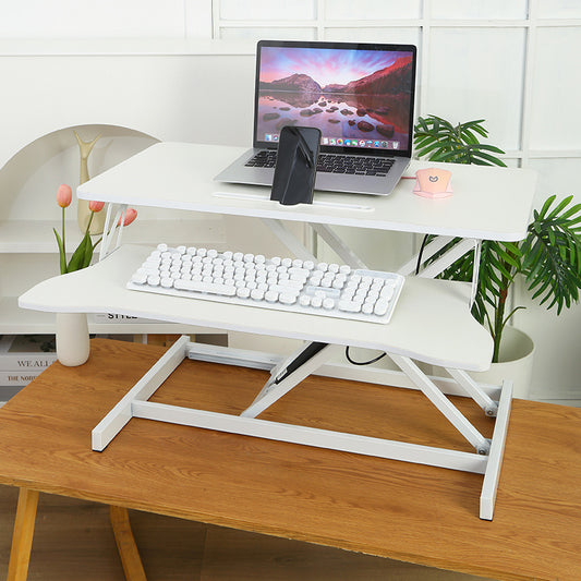 32 Inch Desk Converter, Height Adjustable Sit to Stand Riser, Dual Monitor and Laptop Workstation with Wide Keyboard Tray, White,standing desk