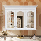 40' Medicine Cabinet with Mirror, Bathroom Storage Cabinet with Mirror Door and Shelves, Wall Mounted Bathroom Cabinet with Glass Doors