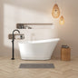 59' Acrylic Freestanding Bathtub, White Modern Stand Alone Soaking Bathtub, Brushed Nickel Drain and Minimalist Linear Design Overflow Included, cUPC Certified, 02568T-BN