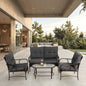 4 Piece Outdoor Patio Furniture Sets, Wicker Conversation Set for Porch Deck,  Rattan Sofa Chair with Cushion-Grey