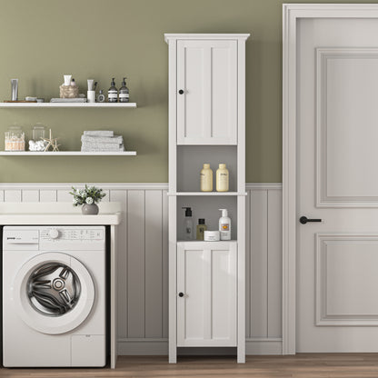 Bathroom Floor Storage Cabinet with 2 Doors Living Room Wooden Cabinet with 6 Shelves 15.75 x 11.81 x 66.93 inch