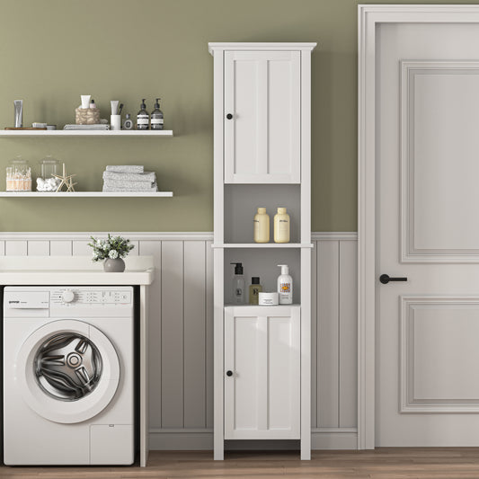 Bathroom Floor Storage Cabinet with 2 Doors Living Room Wooden Cabinet with 6 Shelves 15.75 x 11.81 x 66.93 inch