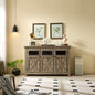 Farmhouse Sideboard Buffet Cabinet with Storage with 3 Doors, Kitchen Storage Cabinet, Coffee Bar Cabinet with Adjustable Shelf for Kitchen, Living Room, L53''*W15.35'*H35', Gray Wash