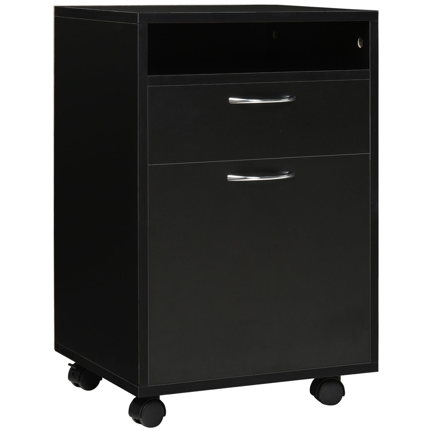 Mobile Storage Cabinet Organizer with Drawer and Cabinet, Printer Stand with Castors, Black