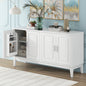 4-Door Sideboard Storage Cabinet with Door Shelf for Living Room and Dining Room, Two Large Cabinets with Adjustable Shelf, White
