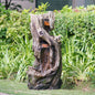 17.5x15.5x39.5' Indoor Outdoor Tree Trunk Fountain, Polyresin Rusitic Floor Standing Waterfall Fountain with Light, Natural Water Feature for Garden Lawn Porch Yard