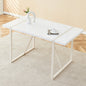 Industrial rectangular MDF Cream style dining table for 4-6 people with 1.5 inch thick MDF top and white metal legs frame for work desk, kitchen, terrace, dining room