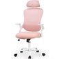 Office chair, comfortable swivel chair with high back, wheels, adjustable headrest, comfortable lumbar support, flip arm, Pink