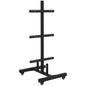 Soozier Weight Plate Rack, Olympic Bumper Plate Rack Holder for 2 inch Plates and Bars, with 4 Transport Wheels and 6 Fasten Clamps, 440lbs Capacity
