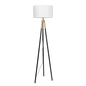 Sway Brassed Gold Floor Lamp with On/Off Switch Triple Legs White Fabric Shade