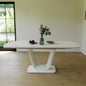 62.99-78.74' white dining table, MDF kitchen dining table, and modern industrial style expandable dining table with U-shaped legs, suitable for home and office use