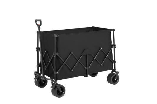 Beach Wagon,Collapsible Wagon 220lbs with Big Wheels Foldable Wagon Carts, Heavy Duty 300L Folding Utility Garden Cart with Big All-Terrain Beach Wheels & Drink Holders. Black