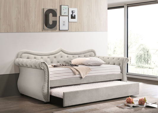 Adkins Beige Linen Daybed W/Trundle (Twin)