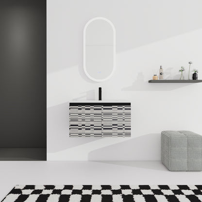 30'' Floating Wall-Mounted Bathroom Vanity With Ceramics Sink & Soft-Close Cabinet Door, KD-Package
