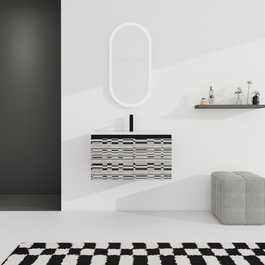 30'' Floating Wall-Mounted Bathroom Vanity With Ceramics Sink & Soft-Close Cabinet Door, KD-Package