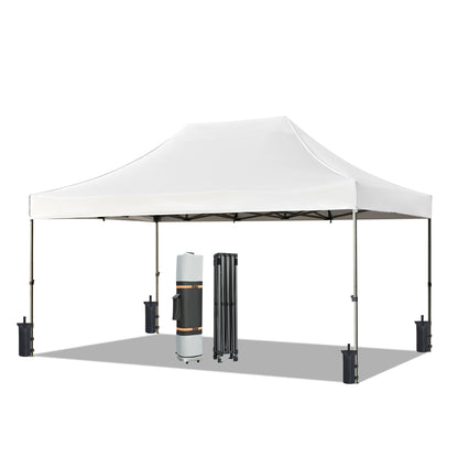 TREXM 10x15 Pop Up Canopy Tent, Heavy Duty Party Tent with 4 Sidewalls UV Waterproof Protection, 3 Height Adjustable Outdoor Canopy Tent for Weddings, Events, and Backyard Gatherings, White