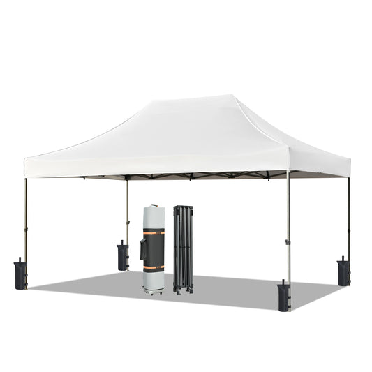 TREXM 10x15 Pop Up Canopy Tent, Heavy Duty Party Tent with 4 Sidewalls UV Waterproof Protection, 3 Height Adjustable Outdoor Canopy Tent for Weddings, Events, and Backyard Gatherings, White