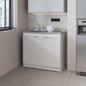 FM FURNITURE Haivana Utility Sink Base Cabinet with Double Doors and Interior Shelf, White