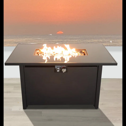 25' H x 42' W Steel Outdoor Fire Pit Table with Lid