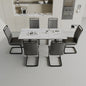 47'-63' expandable dining table set for 2-6 people, equipped with C-shaped tubular cushioned armless dining chair and an elegant and spacious dining table kitchen table and chair set, with metal legs